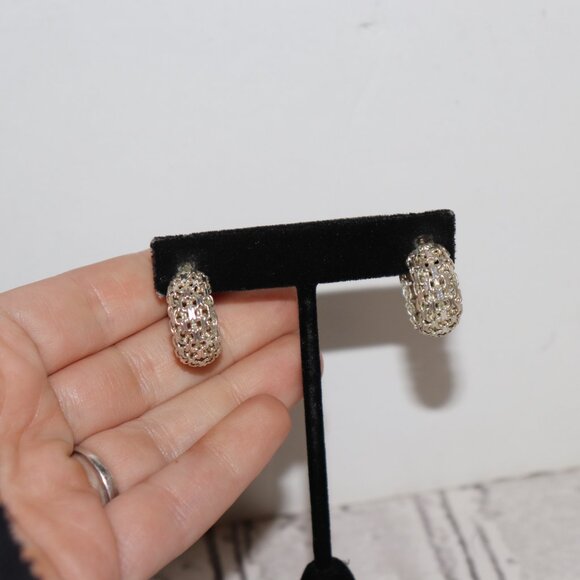 Beautiful vintage sterling silver hoop earrings .75" .925 - Picture 4 of 7